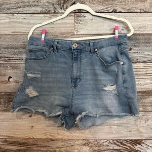 No Boundaries Light Blue Distressed Jean Shorts